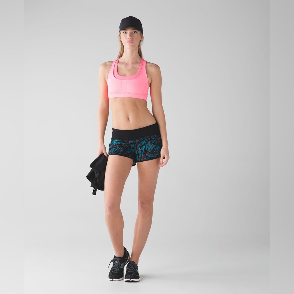 Lululemon Speed Short Palm Lace Tofino Teal Multi / Black Size 6